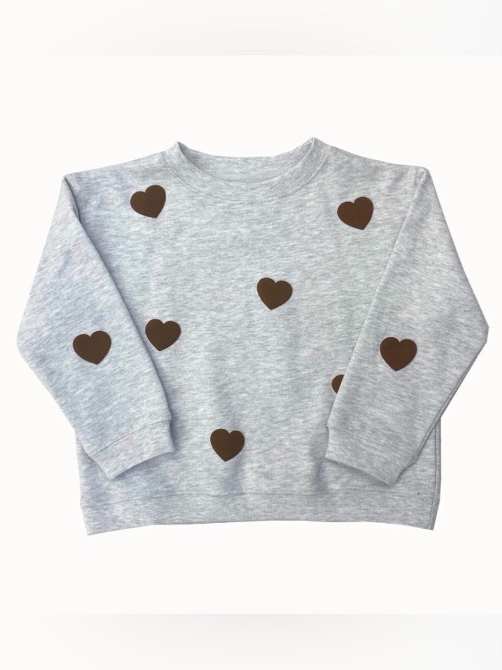 NWT Brunette The Label Kids Grey Sweatshirt with Brown Heart Prints size 4/5